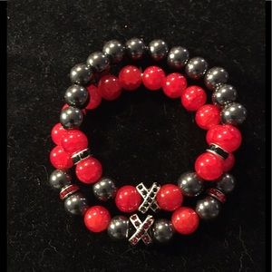 Red & Dark Gray Couples Bracelets